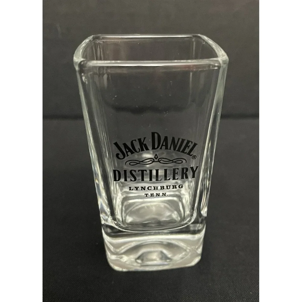 Jack Daniel's Shot Glass Set 4 Square Barware 2 oz Tennessee Honey Old No 7 Fire